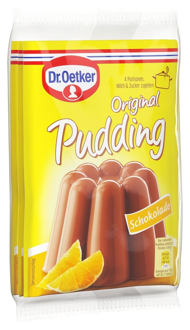 Dr. Oetker - Original Pudding Schokolade 3 Stück à 44,5 g - 133,5 g Beutel
