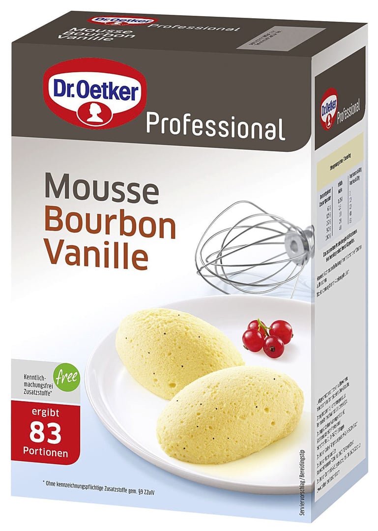 Dr. Oetker Professional - Mousse Vanille 16 % Fett - 6 x 1 kg Packungen
