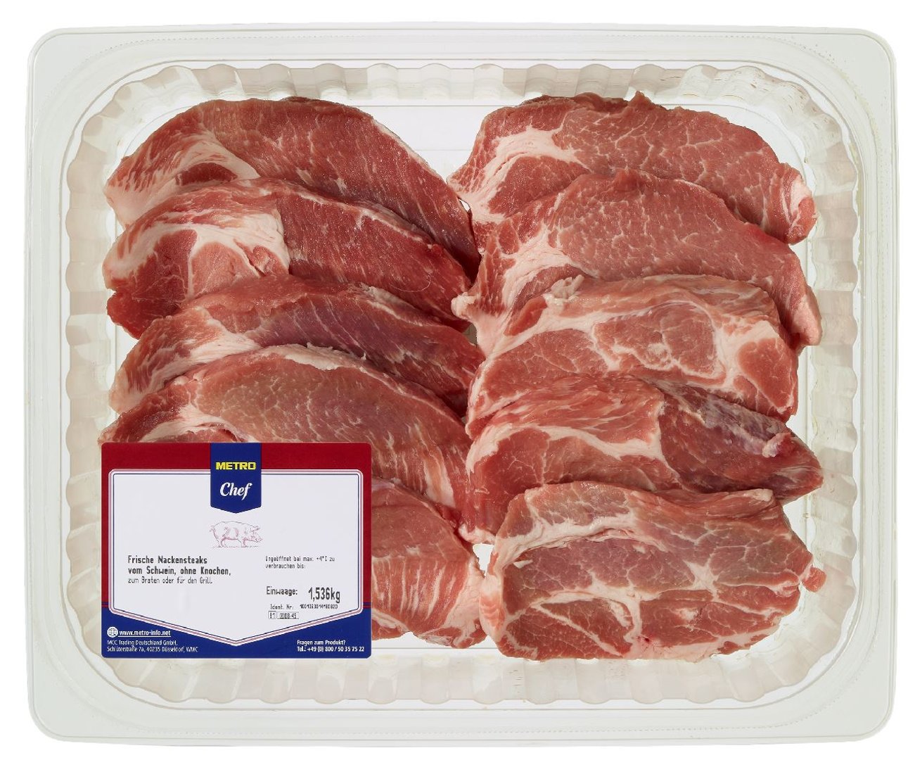 METRO Chef - QS Schweine-Nackensteaks gekühlt ca. 1,5 kg, ca. 8 - 10 Stück