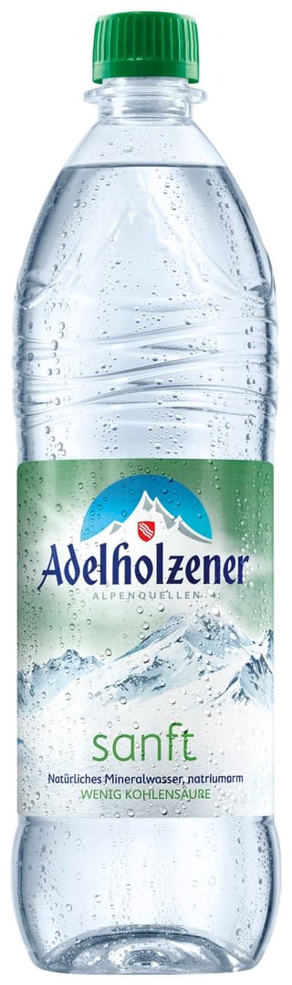 Adelholzener - Mineralwasser Sanft mit wenig Kohlensäure 12 x 1 l Flaschen
