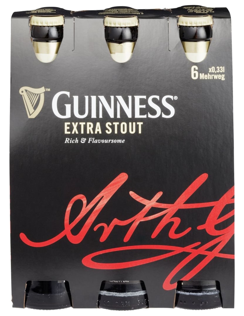 Guinness - Extra Stout Glas - 6 x 330 ml Flaschen