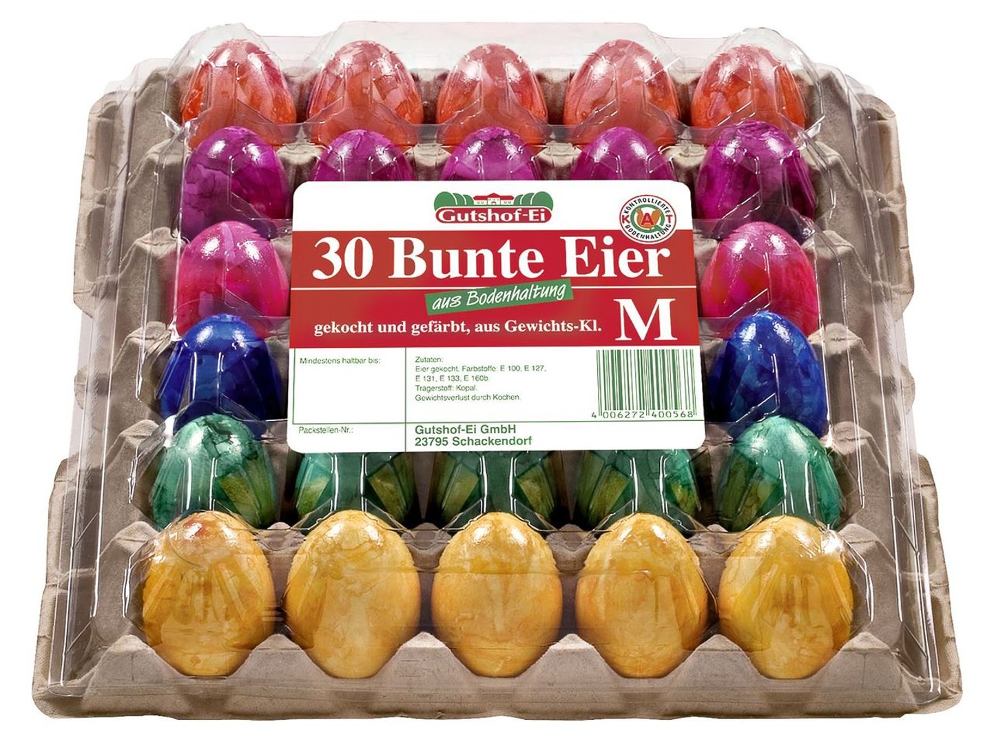 Gutshof - Eier aus Bodenhaltung Bunt Gr. M 30 Stück Packung