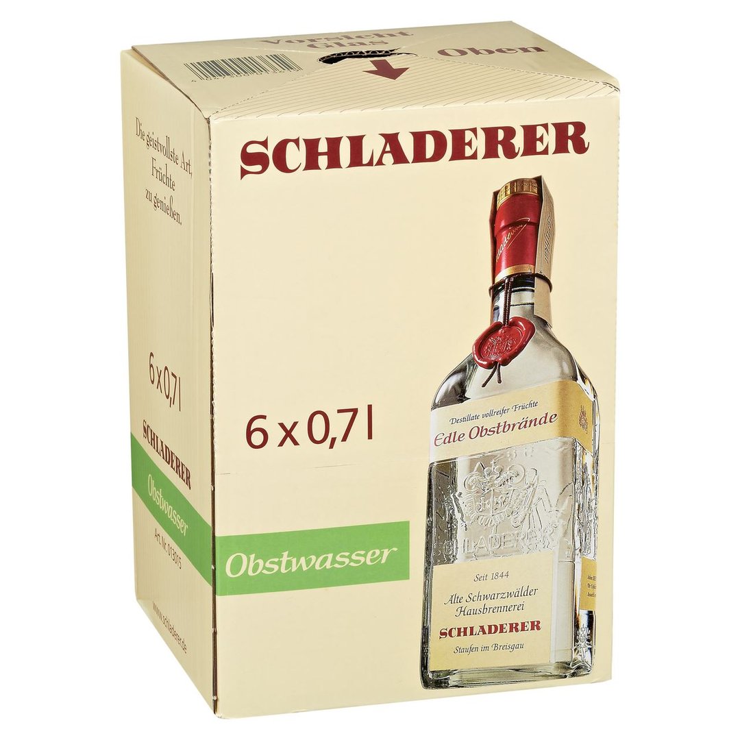 Schladerer - Brandy Obstwasser 38 % Vol. - 6 x 0,70 l Flaschen