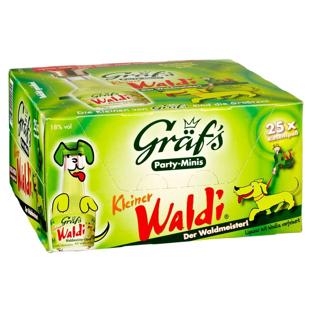 Gräf's Kleiner Waldi 18 % Vol. 25 Flaschen à 20 ml - 500 ml Packung