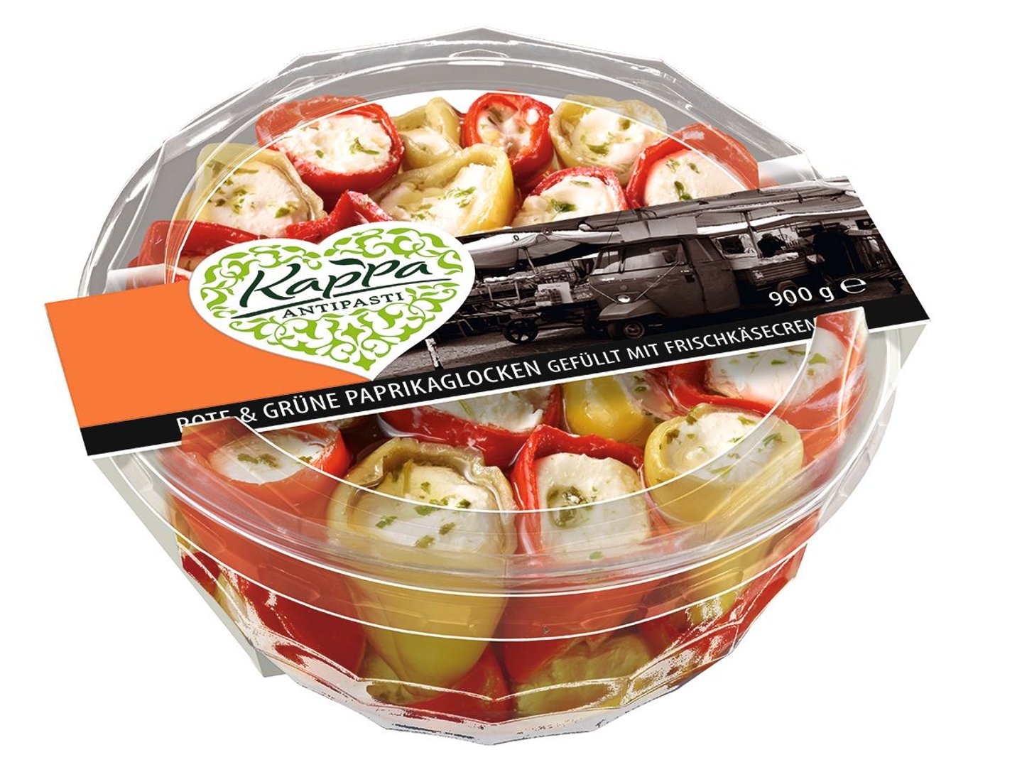 Kappa - Rote & Grüne Paprikaglocken gefüllt mit Frischkäse gekühlt - 900 g Packung