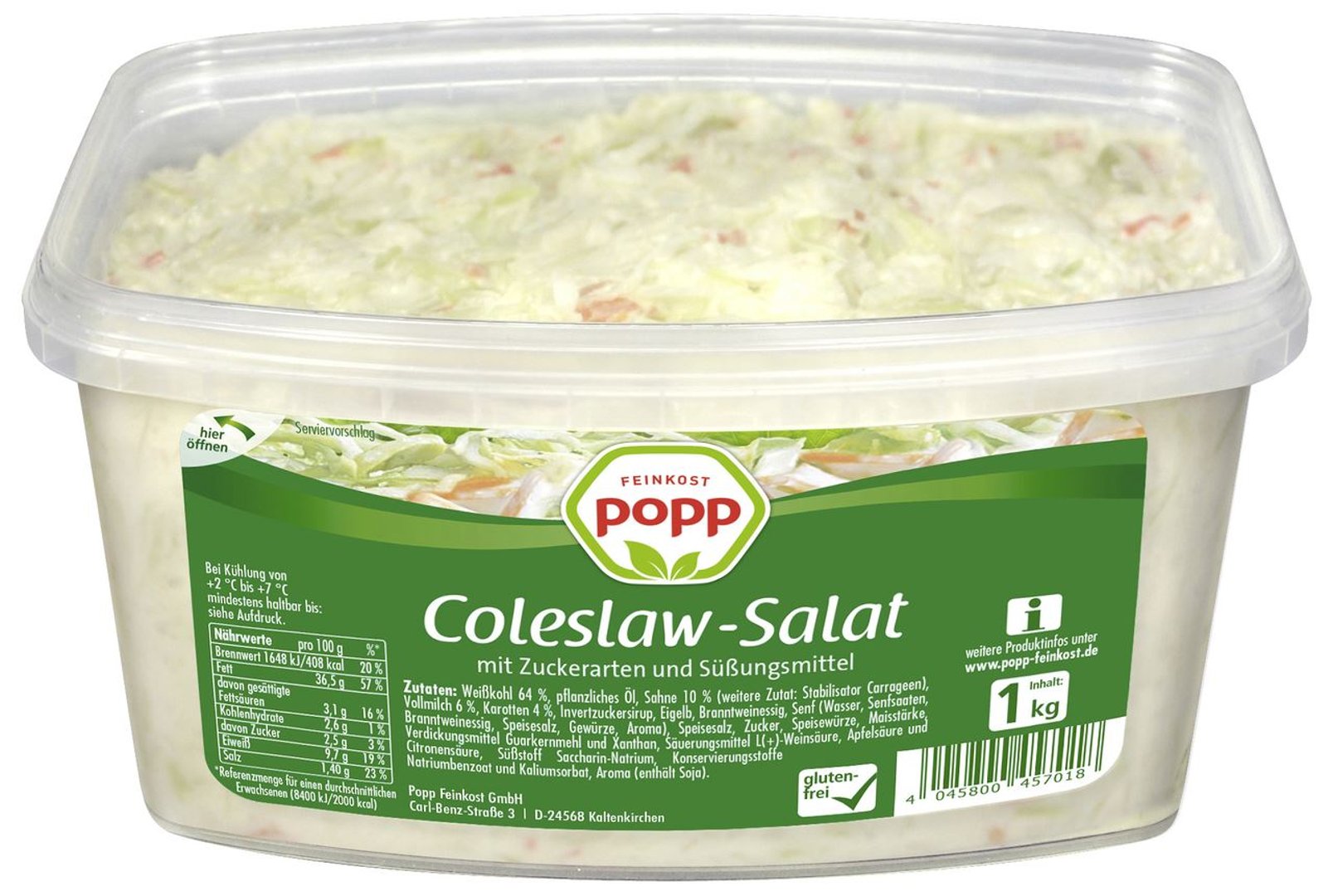 Popp - Coleslawsalat Krautsalat nach amerikanischer Art - 1 kg Packung