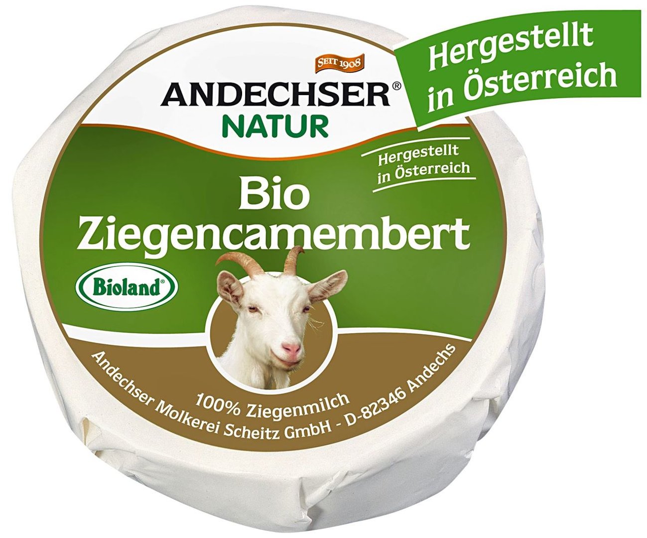 Andechser - Bio Ziegencamembert 50 % Fett i. Tr. - 100 g Faltschachtel