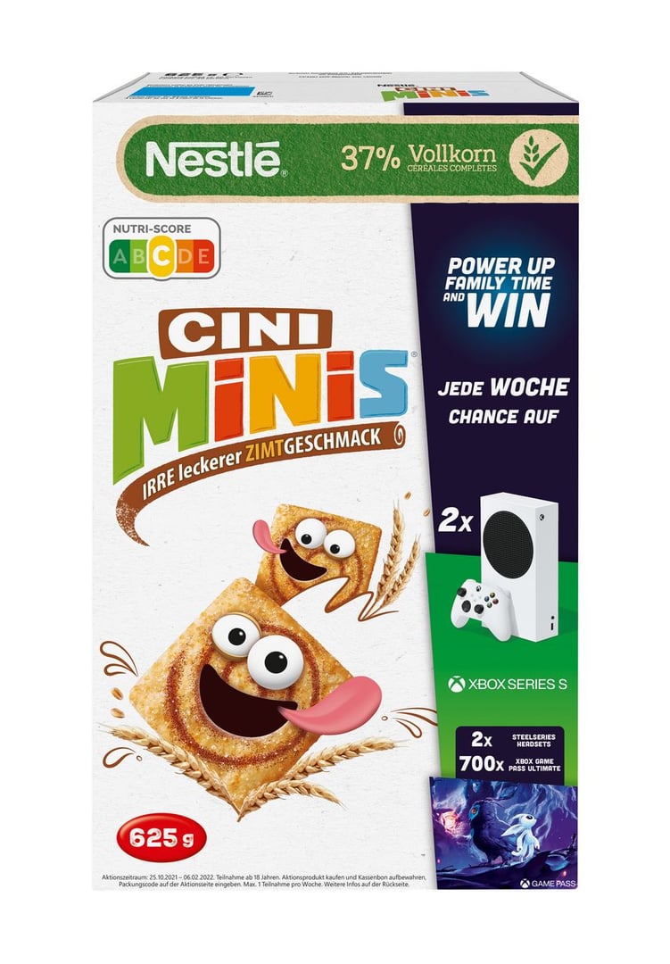 Cini Minis - Knusprige Getreideflakes mit Vollkornweizen und Zimt - 1 x 625 g Packung