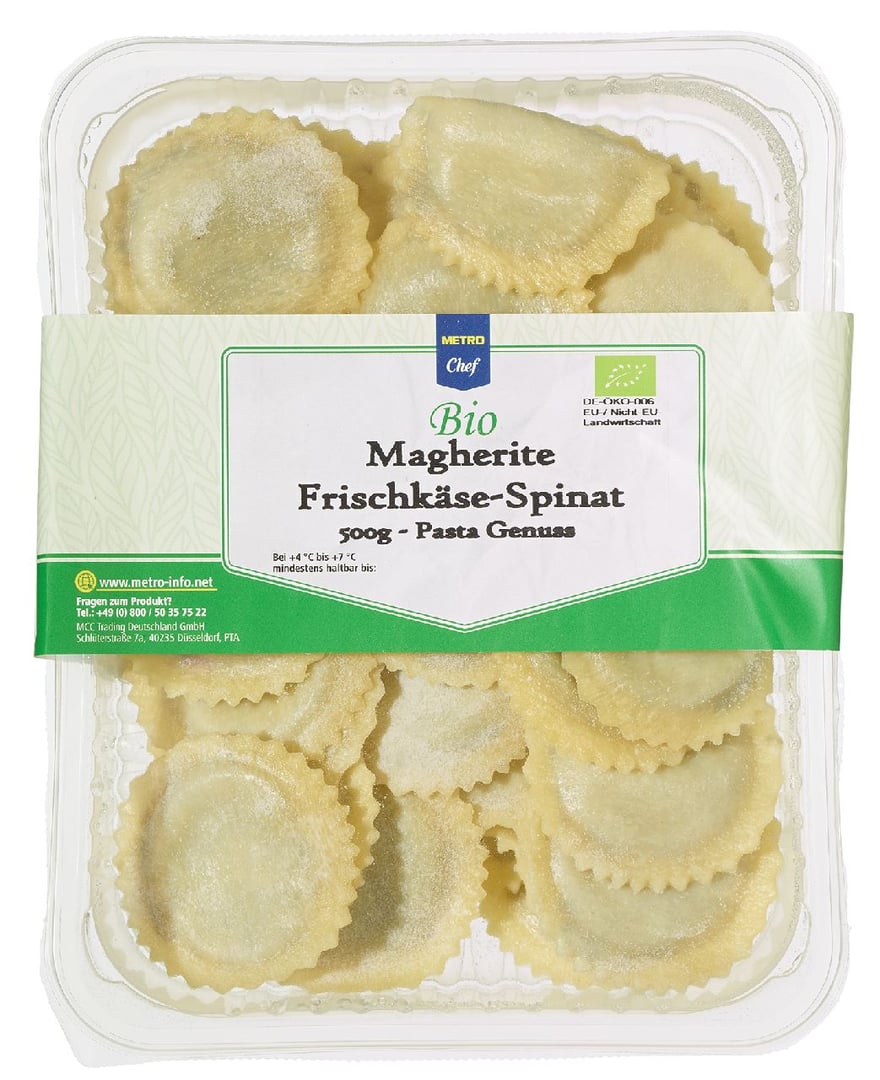 METRO Chef Bio - Magherite Frischkäse & Spinat gekühlt - 500 g Stück