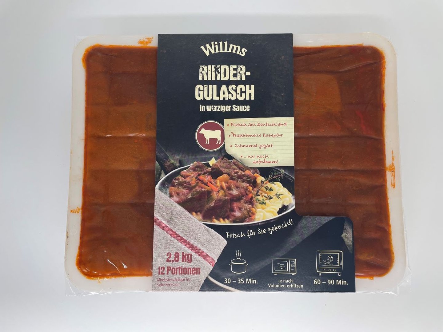 Willms - Rindergulasch in würziger Sauce, servierfertig, ca. 12 Portionen - ca. 2,8 kg Schale