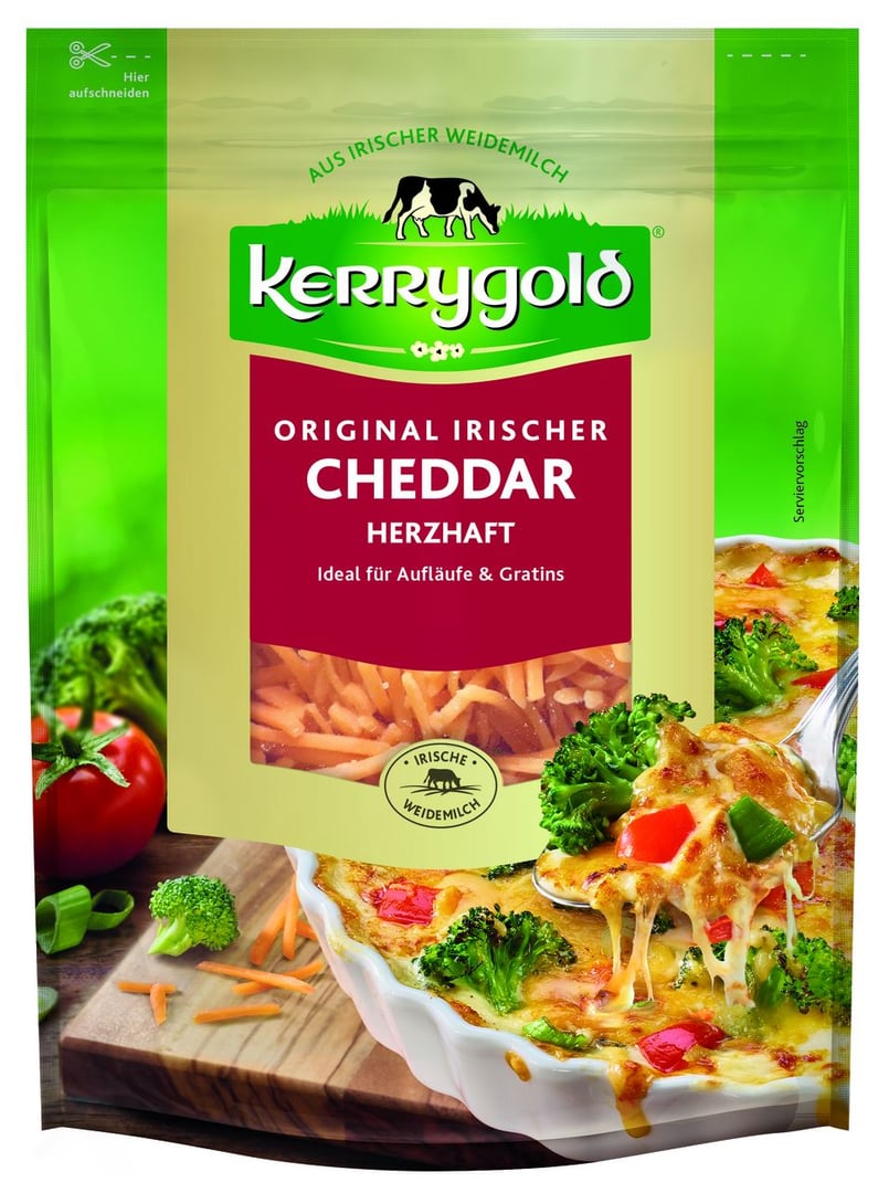 Kerrygold - Irischer Cheddar gerieben herzhaft 32 % Fett - 1 x 150 g Beutel