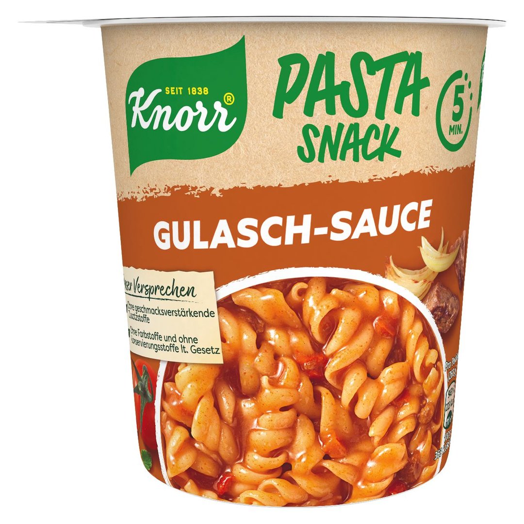 Knorr - Pasta Snack Nudel Gulasch Sauce - 1 x 60 g Becher