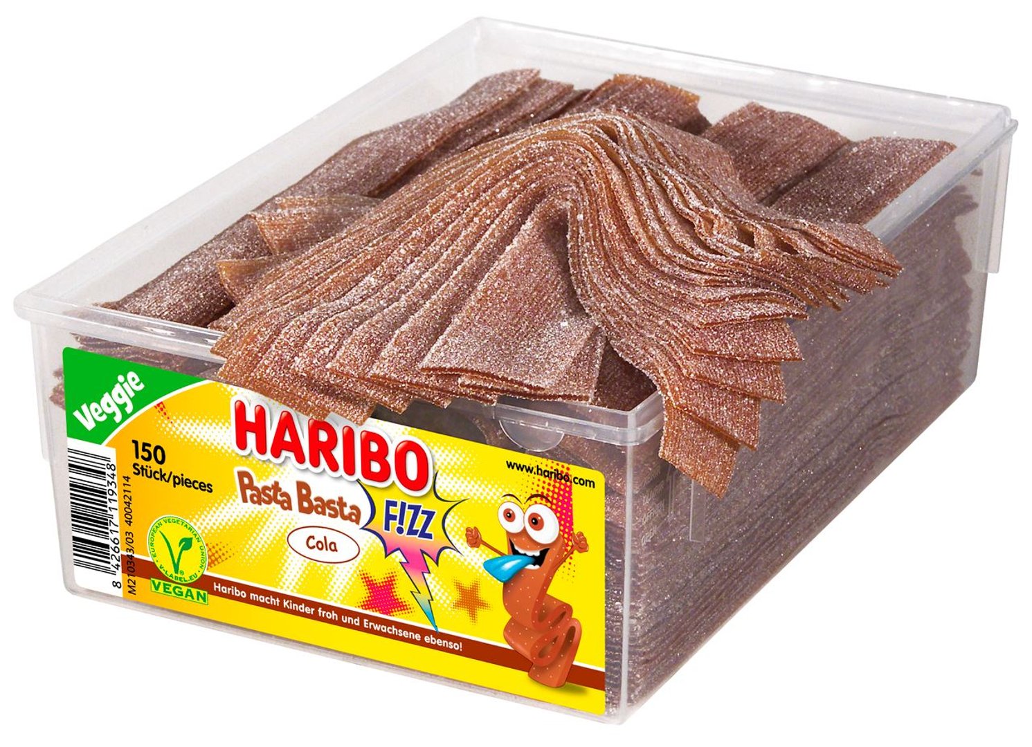 Haribo - Pasta Basta Cola Sour 150 Stück - 1,125 kg Dose