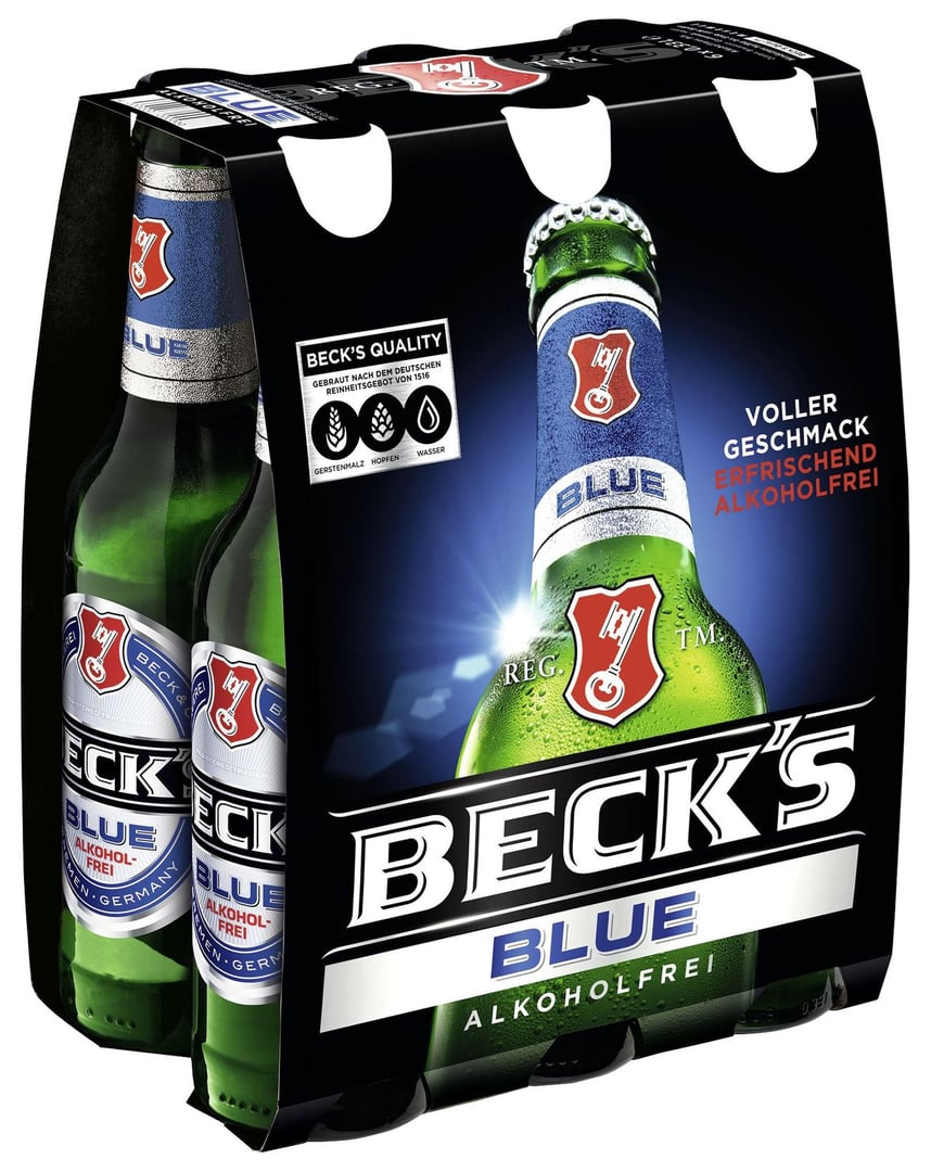 Beck's Blue alkoholfrei Glas - 6 x 0,33 l Flaschen im Six-Pack
