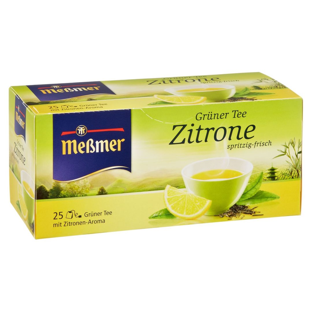 MEßMER - Grüner Tee Zitrone spritzig-frisch, 25 Teebeutel - 44 g Faltschachtel