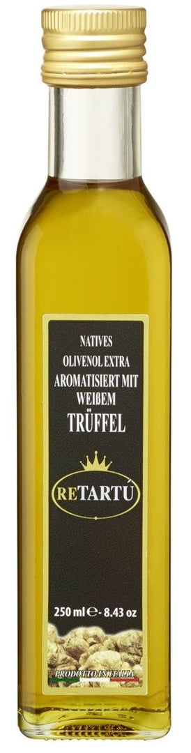 Re Tartú - Natives Olivenöl extra aromatisiert mit schwarzem Trüffel - 6 x 250 ml Flaschen