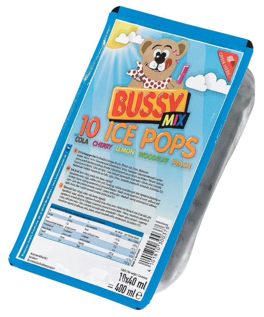 Bussy - Mix Ice Pops 10 Stück à 40 ml - 400 ml Schale
