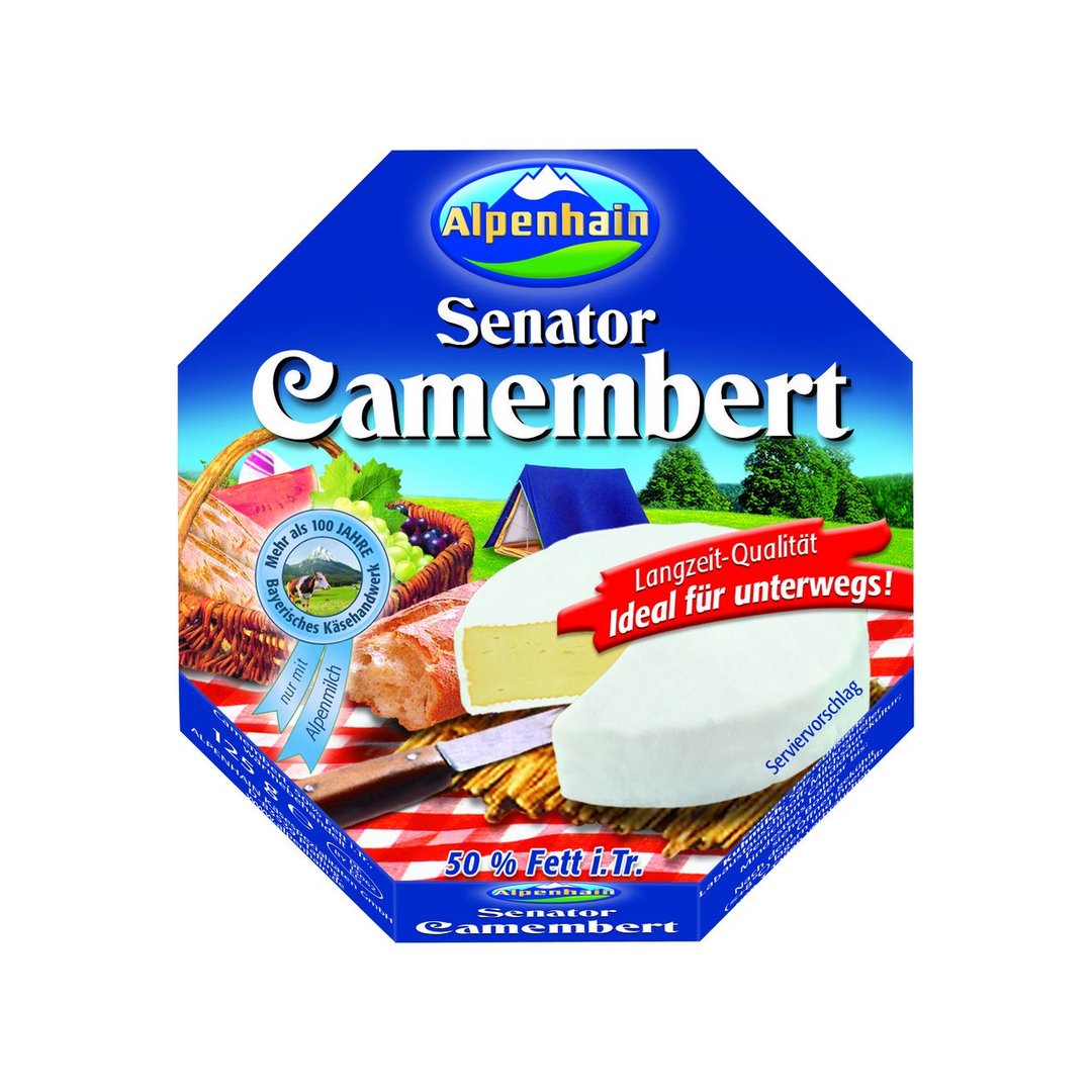 Alpenhain - Senator Camembert Weichkäse, 50 % Fett i. Tr. 8 x 125 g Packungen