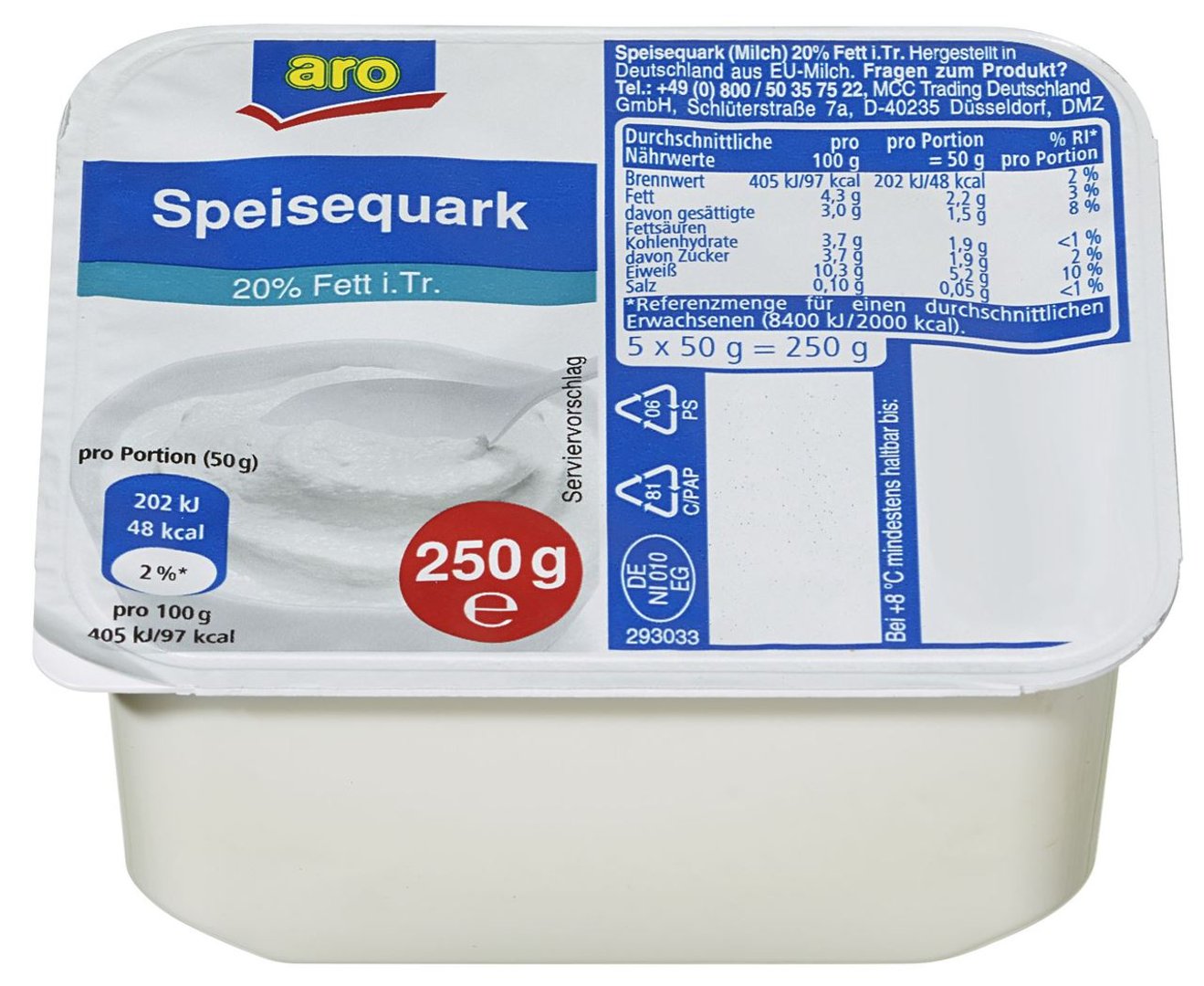 aro - Speisequark 20 % Fett 12 x 250 g Becher