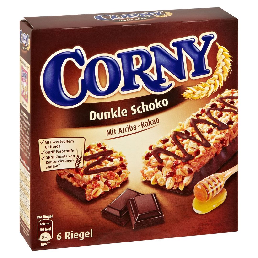 Corny - Müsliriegel Dunkle Schokolade 6 Stück á 20 g 10 x 120 g Packungen