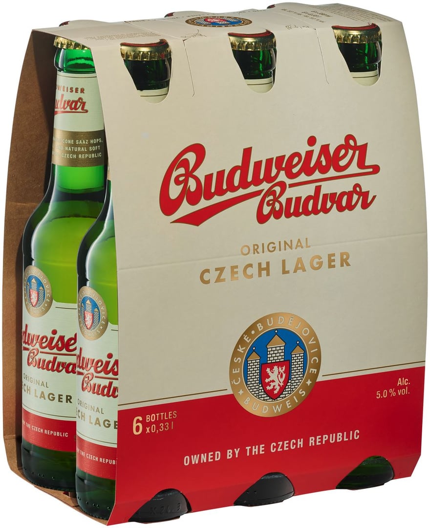 Budweiser Budvar - 6 x 0,33 l Flaschen