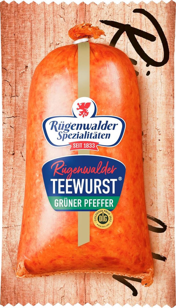 Rügenwalder Teewurst - mit grünem Pfeffer geräuchert grob 250 g Packung
