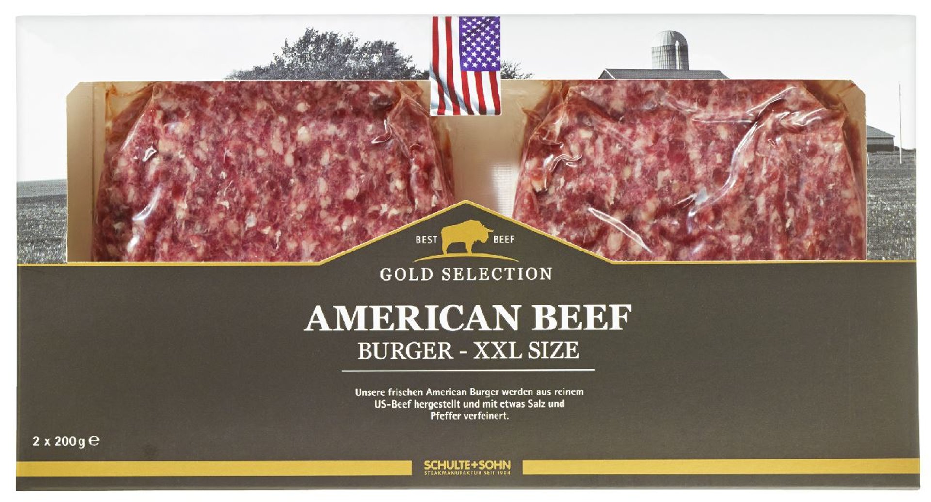 Schulte & Sohn - American Beef Burger 2 x 200 g - 400 g Packung