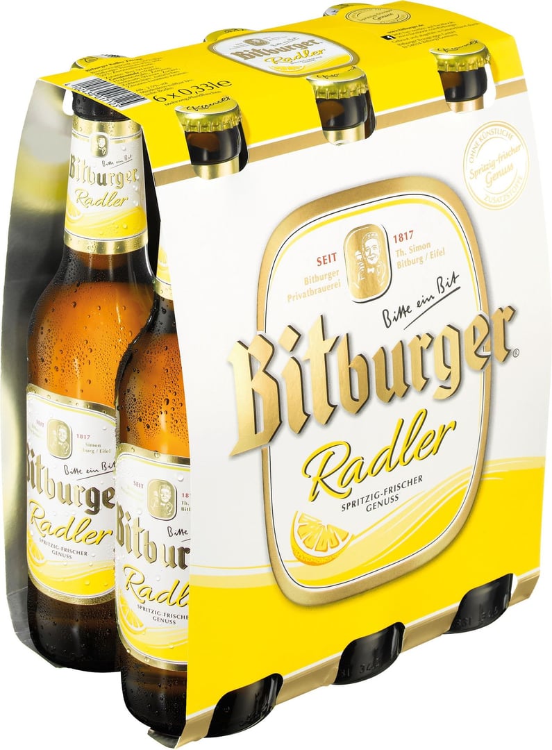 Bitburger - Radler Glas - 6 x 0,33 l Flaschen