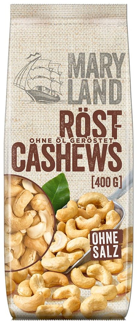 Maryland - Röst Cashews, ohne Öl & Salz geröstet - 6 x 400 g Packungen