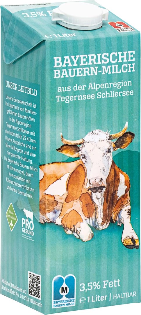Bayerische Bauern - H-Milch 3,5 % Fett - 1 x 1 l Karton