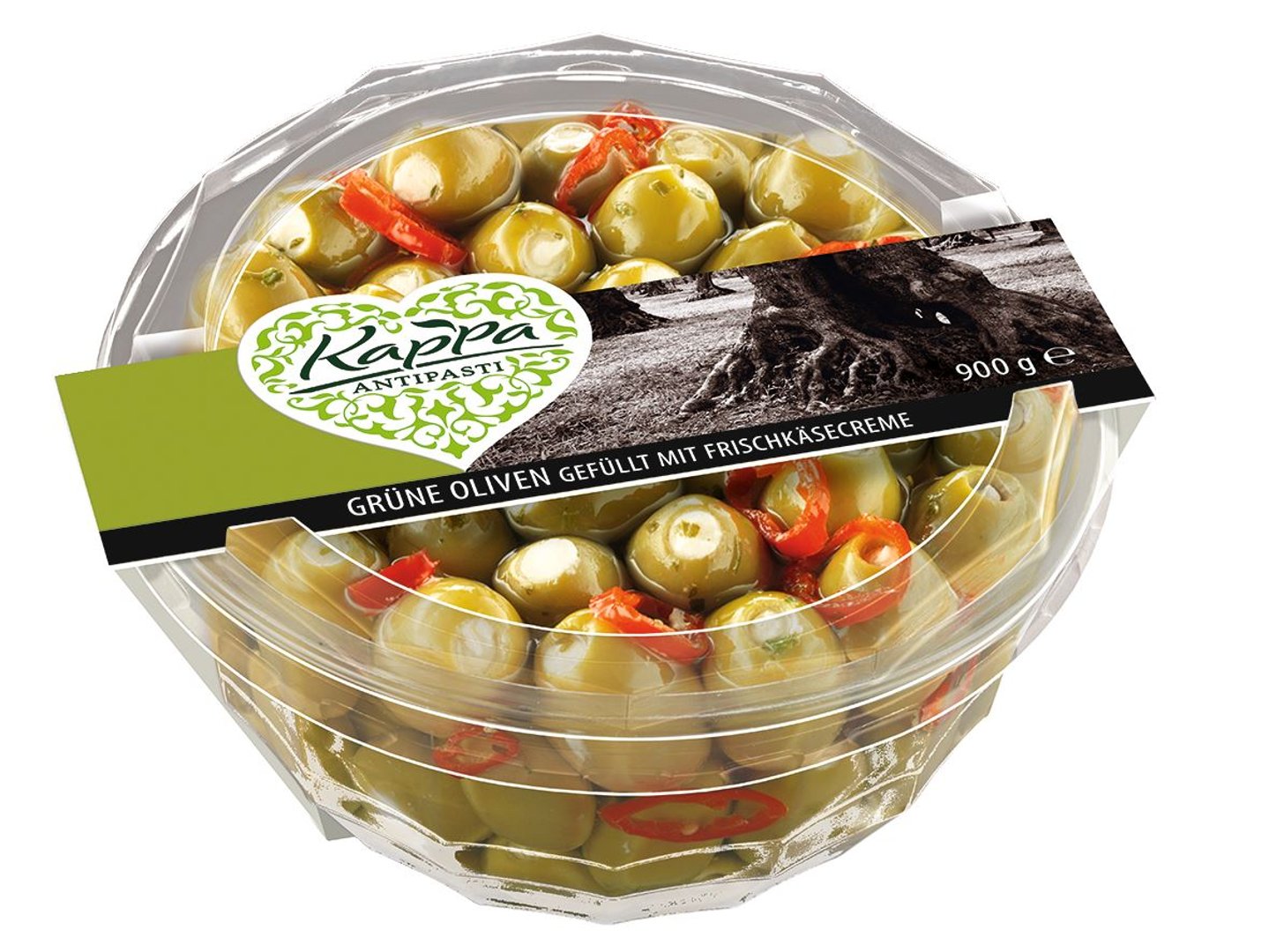 Kappa - Oliven gefüllt Grün Frischkäse gekühlt - 900 g Packung