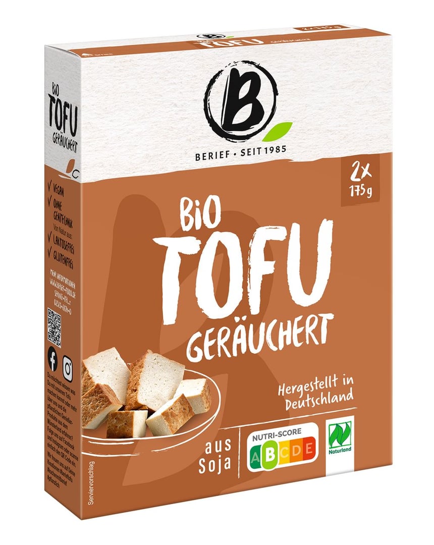 Berief - Bio Tofu geräuchert - 8 x 2 x 175 g Packungen