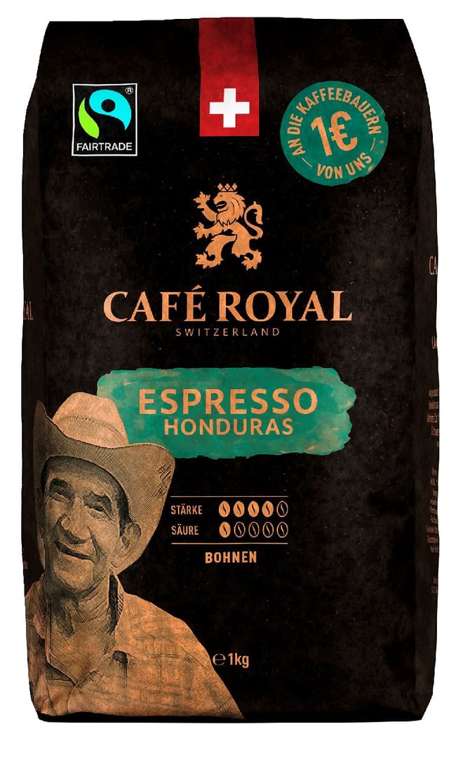 Café Royal Honduras Espresso Fairtrade ganze Bohne - 1 kg Beutel