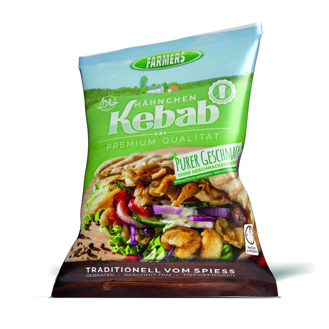 Farmers Food Hähnchen Kebab tiefgefroren, ohne Glutamat, gegrillt, geschnitten - 1 kg Beutel