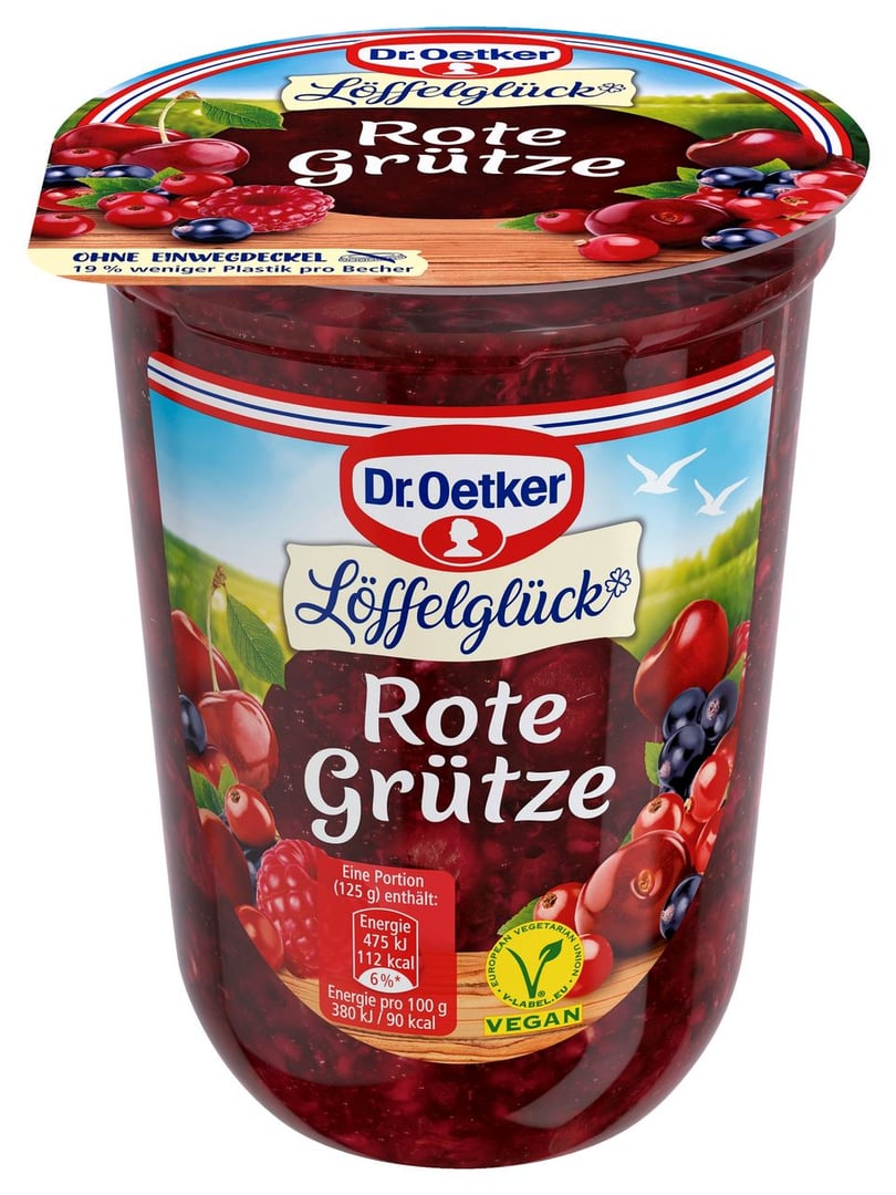 Dr. Oetker - Grütze Rote verzehrfertig, 4 Portionen 500 g Becher
