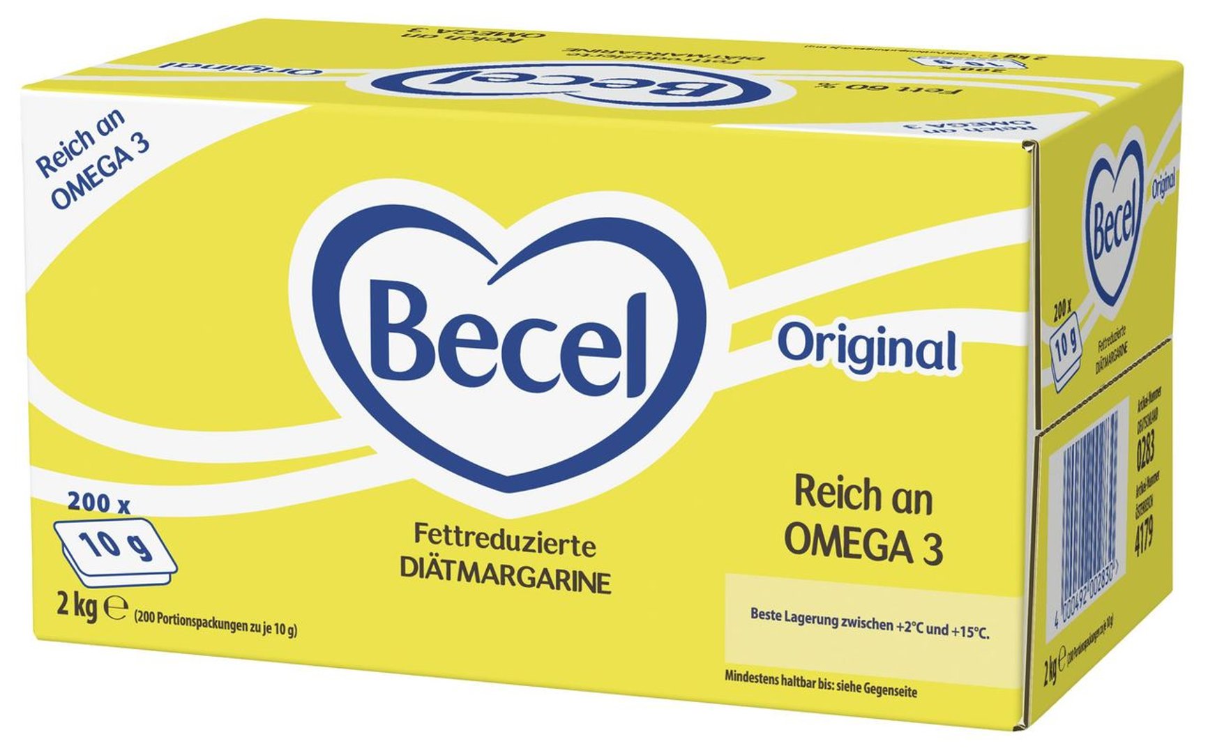Becel - Original fettreduzierte Diätmargarine 60 % Fett gekühlt 120 Stück à 20 g - 2,4 kg Karton