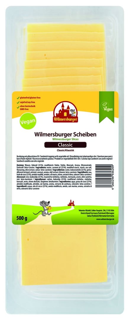 Wilmersburger - Scheiben Vegan Classic 23 % Kokosöl - 500 g Packung