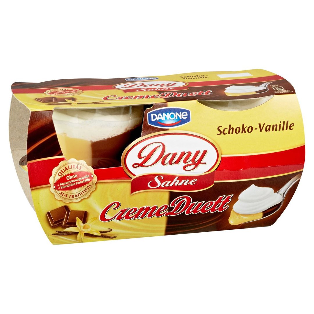Dany Sahne - Creme Duett Pudding Schoko-Vanille 7,3 % Fett 4 Stück à 115 g - 1 x 460 g Packung
