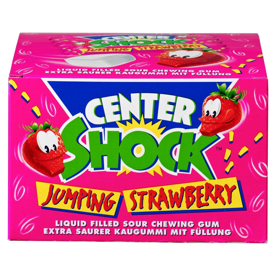 Center Shock - gefülltes Kaugummi Erdbeere 100 Stück à 4 g, einzel verpackt - 400 g Schachtel
