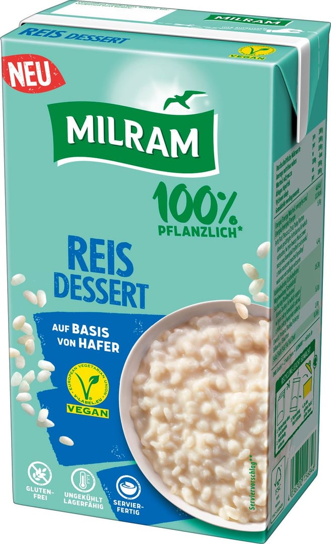 Milram - Hafer Reis Pudding vegan - 1 kg Faltschachtel