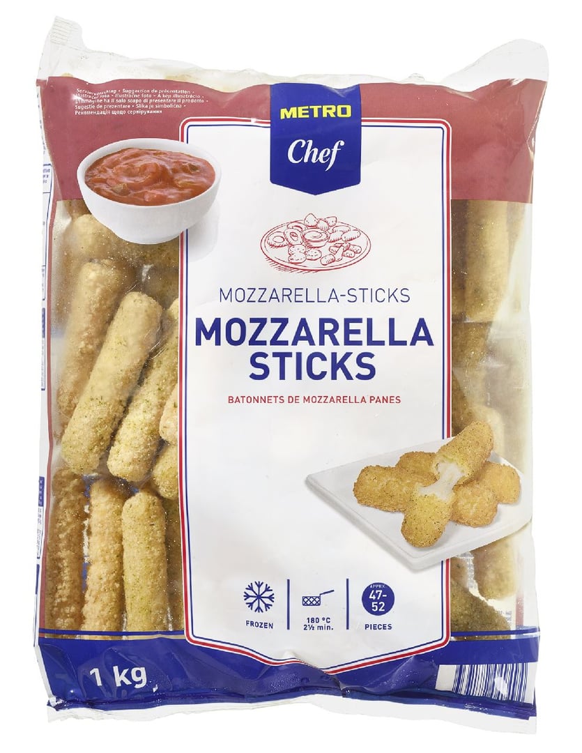 METRO Chef - Mozzarella Sticks tiefgefroren - 6 x 1 kg Karton