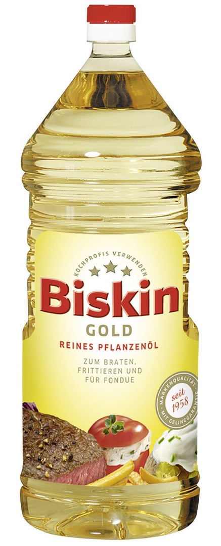 Biskin - Gold reines Pflanzenspeiseöl geschmacksneutral 8 x 2 l Flaschen