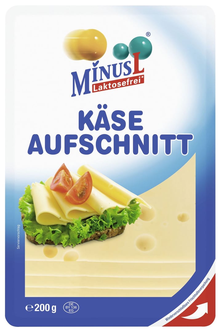 MinusL - Laktosefreier Käseaufschnitt 29 % Fett - 1 x 200 g Packung