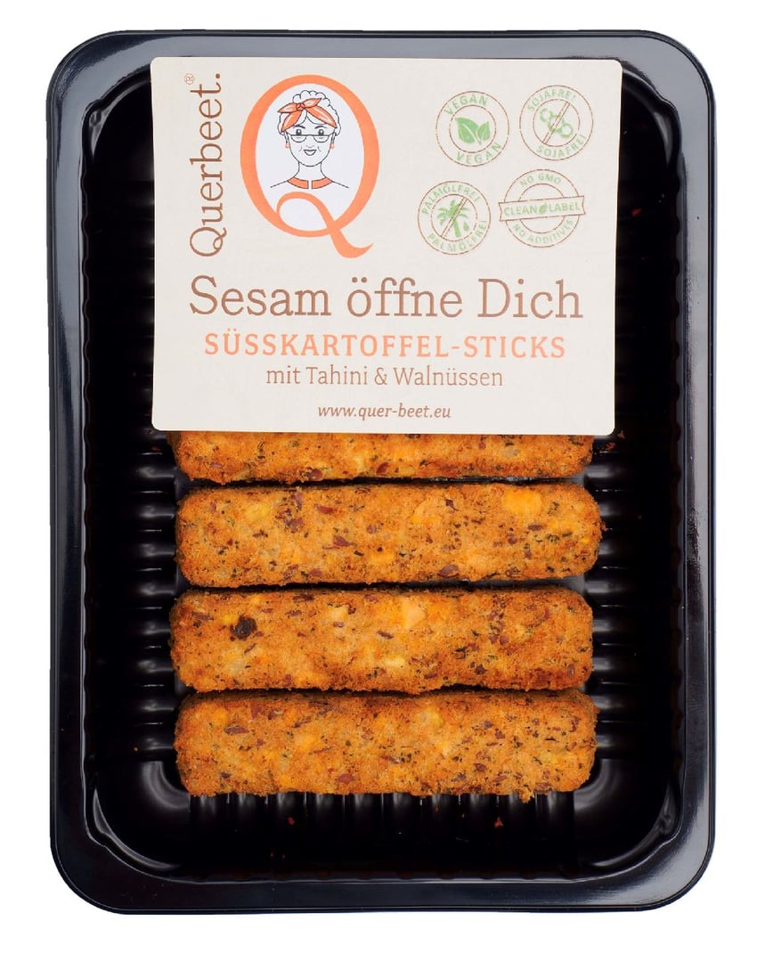 Querbeet - Sesam öffne Dich, Süsskartoffel Sticks mit Tahini und Walnüssen vegan gekühlt 6 Stück à 30 g - 180 g Packung