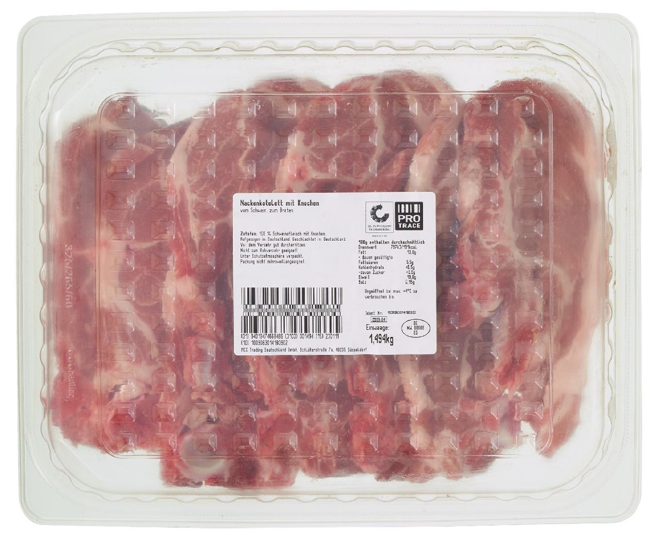 METRO Chef - QS Schweine-Nackenkotelett gekühlt ca. 1,5 kg, ca. 8 - 10 Stück