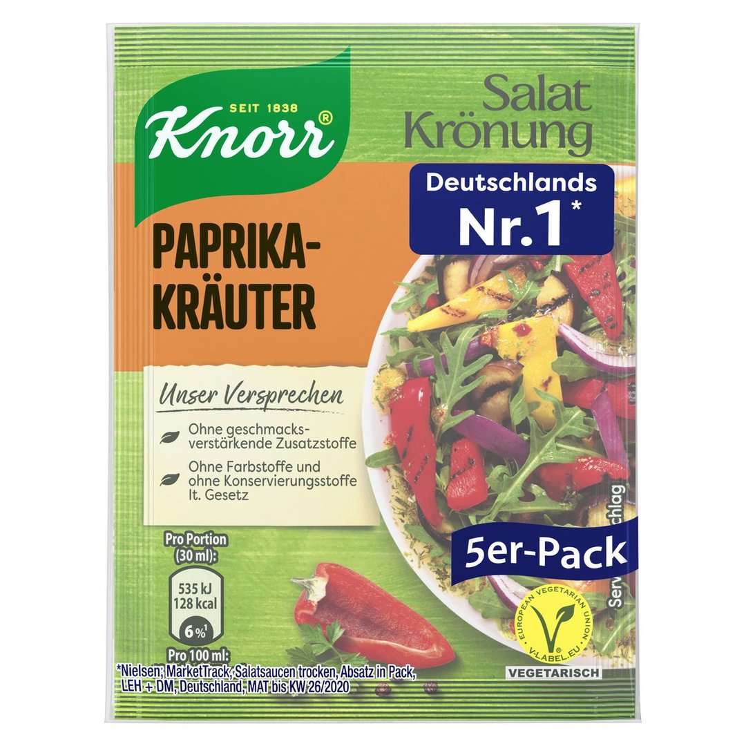 Knorr - Salatkrönung 5er-Pack Paprika-Kräuter - 45 g Beutel