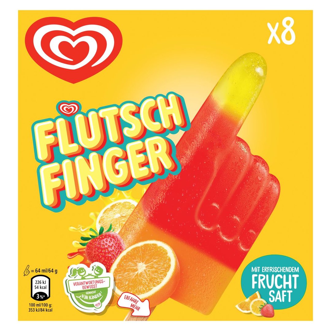 Langnese - Flutschfinger Fruchteis tiefgefroren 8 Stück à 64 ml - 512 ml Schachtel