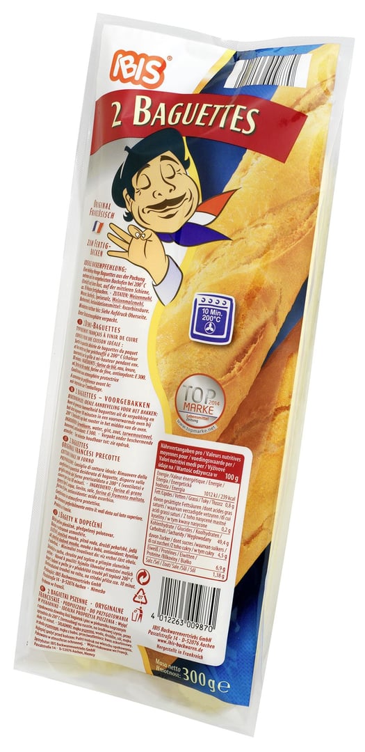 IBIS - Baguette vorgebacken, 2 Stück á 150 g, aus Weizenmehl 22 x 300 g Packungen