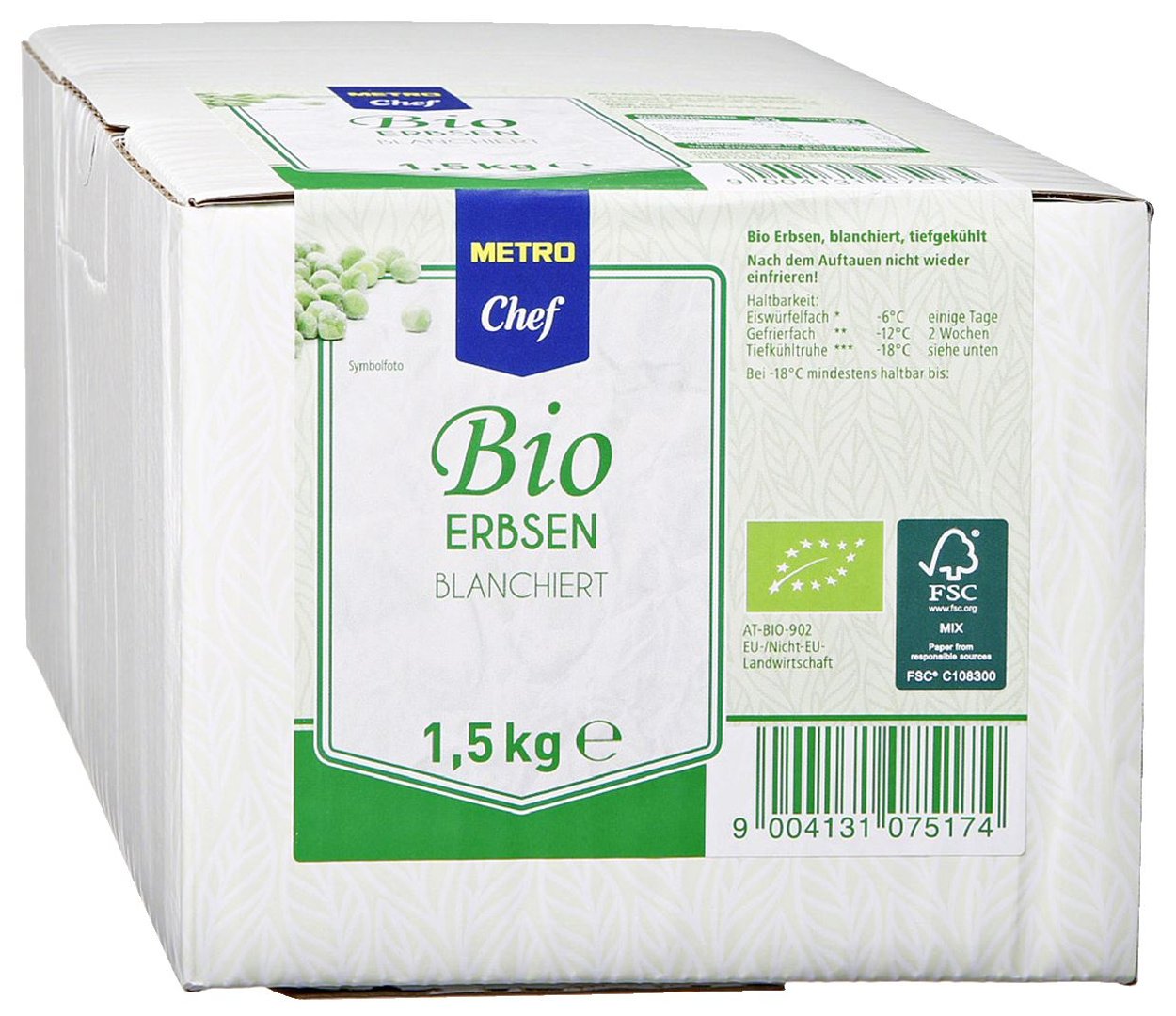 METRO Chef Bio - Erbsen tiefgefroren - 1,5 kg Packung