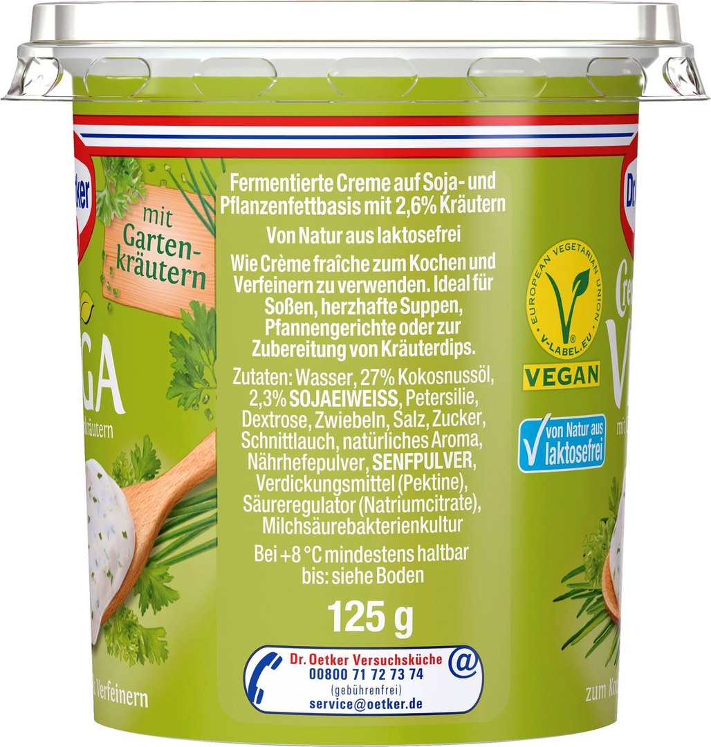 Dr. Oetker - Creme Vega mit Gartenkräutern vegan, gekühlt - 125 g Becher